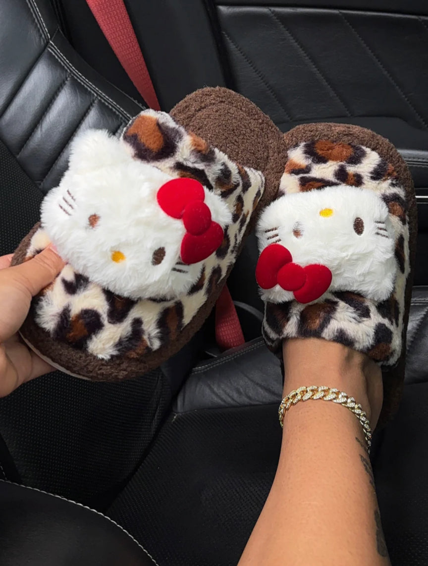 cheetah hello kitty slippers