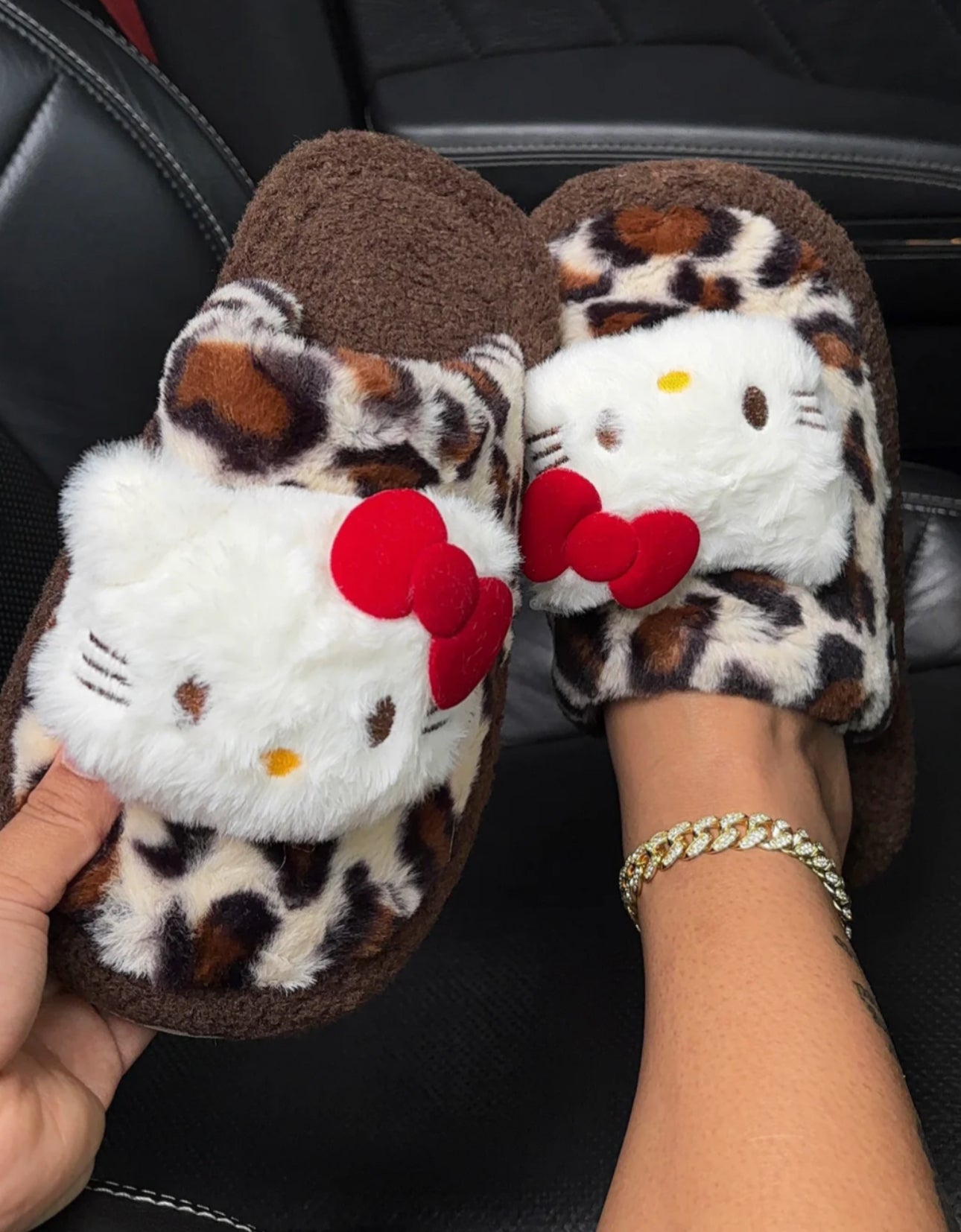 cheetah hello kitty slippers