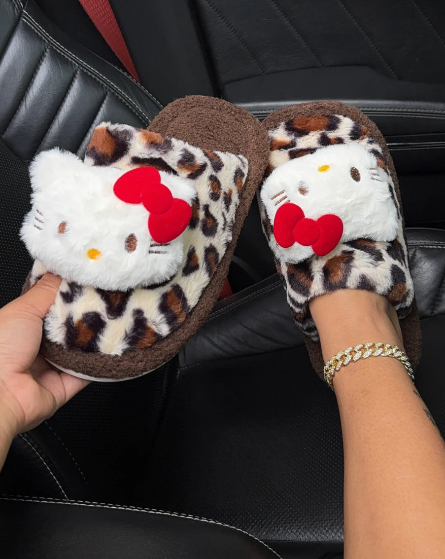 cheetah hello kitty slippers
